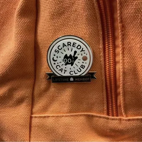 3/$15 Scaredy Cat Club Lifetime Member Enamel Brooch - Picture 3 of 6